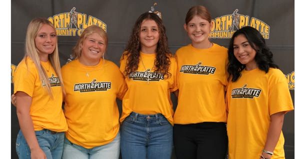 (left to right): Byanka Tyan, Karlee Denny, Afia Hunt, Wren Herrick, and Alieze Moreno will join forces at North Platte Community College for the upcoming softball season.